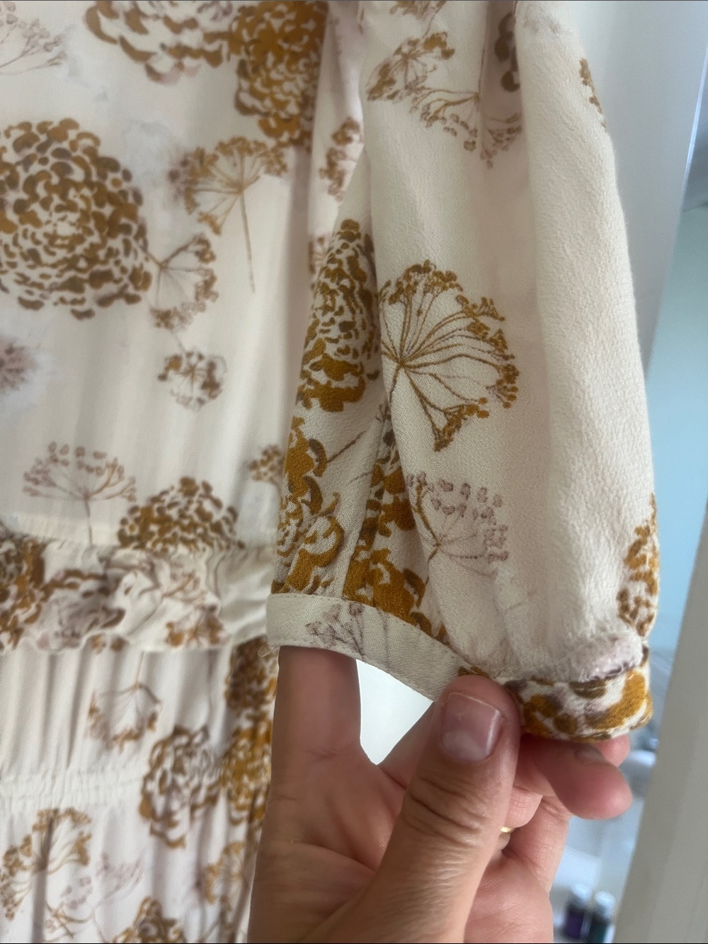 hinge Cream Floral Ruffle Mini Dress - Picture 6 of 8